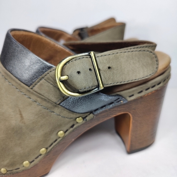 Dansko Delle Suede Retro Slingback Heel Platform Olive Clog Women's Size 7.5-8 - Picture 4 of 8